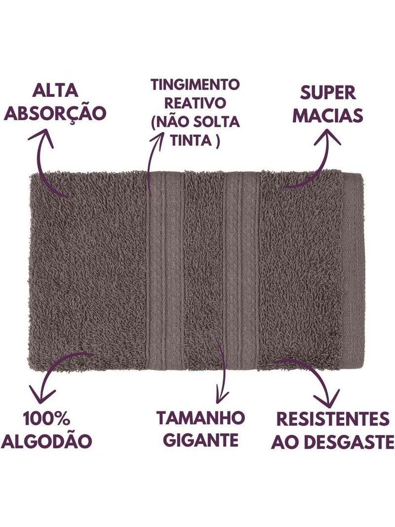 Jogo De Toalhas Gigante Itália Soft 2 Banhão + 2 Rosto + 2 Tapete Luxo 100% Algodão - Cinza