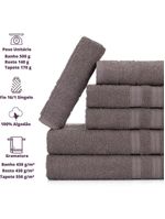 Jogo De Toalhas Gigante Itália Soft 2 Banhão + 2 Rosto + 2 Tapete Luxo 100% Algodão - Cinza