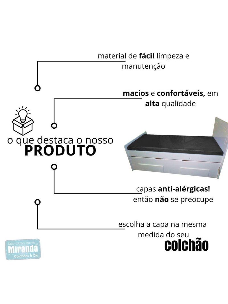 Capa Colchão Solteiro Impermeável Hospitalar Com Zíper - Cinza 78x188x16cm
