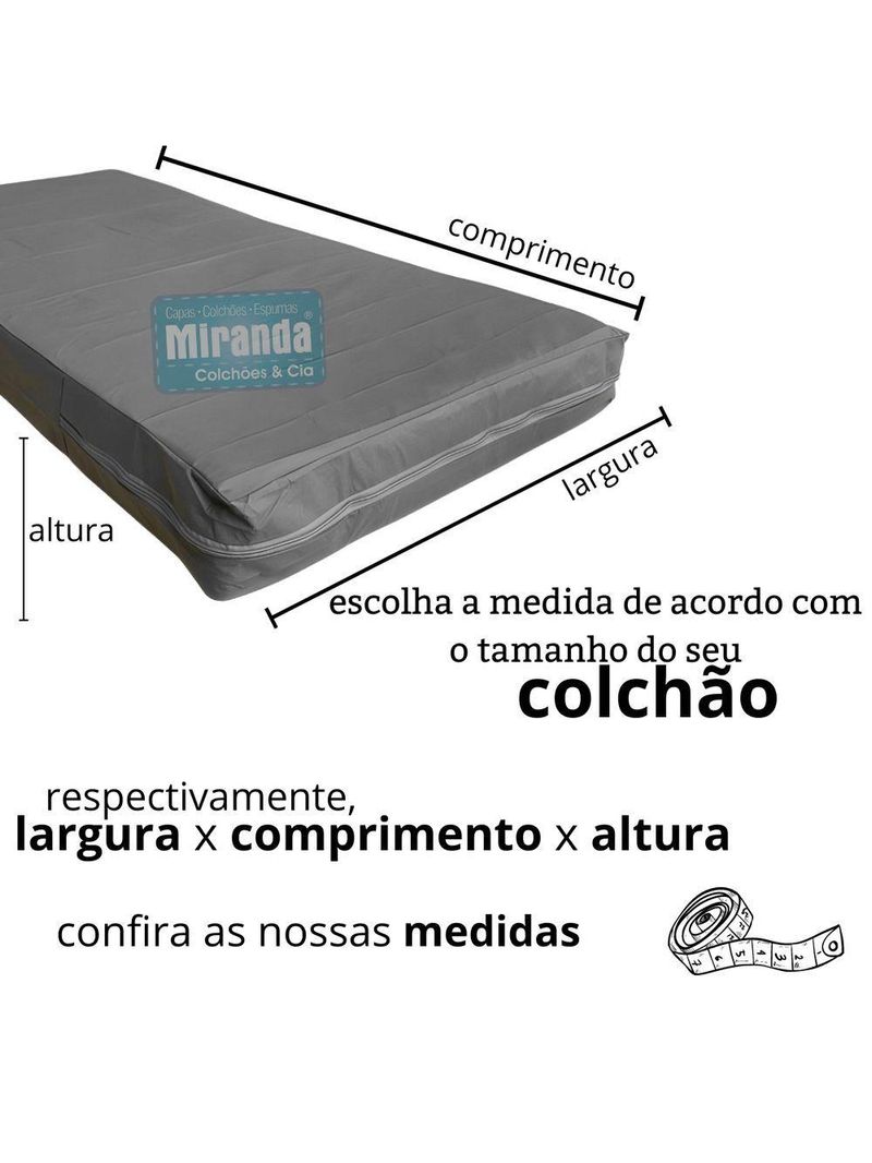 Capa Colchão Solteiro Impermeável Hospitalar Com Zíper - Cinza 78x188x16cm