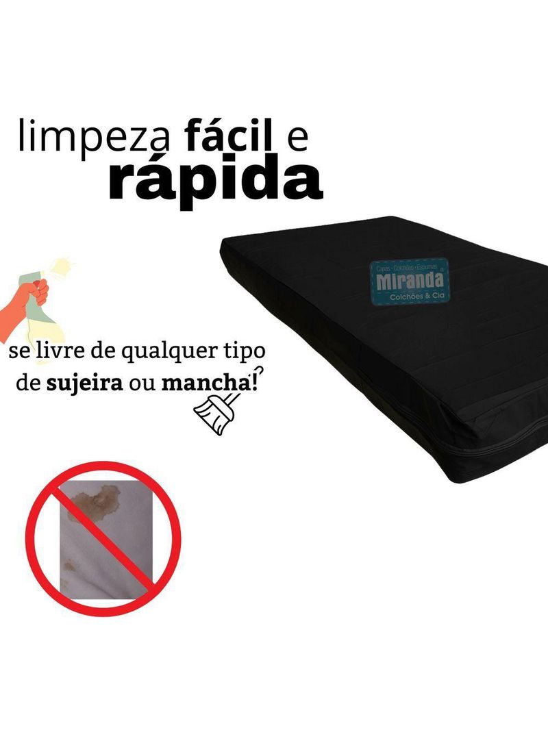 Capa Impermeável Para Colchão Casal Feita Em Napa Hospitalar 138x188x35cm - Preta