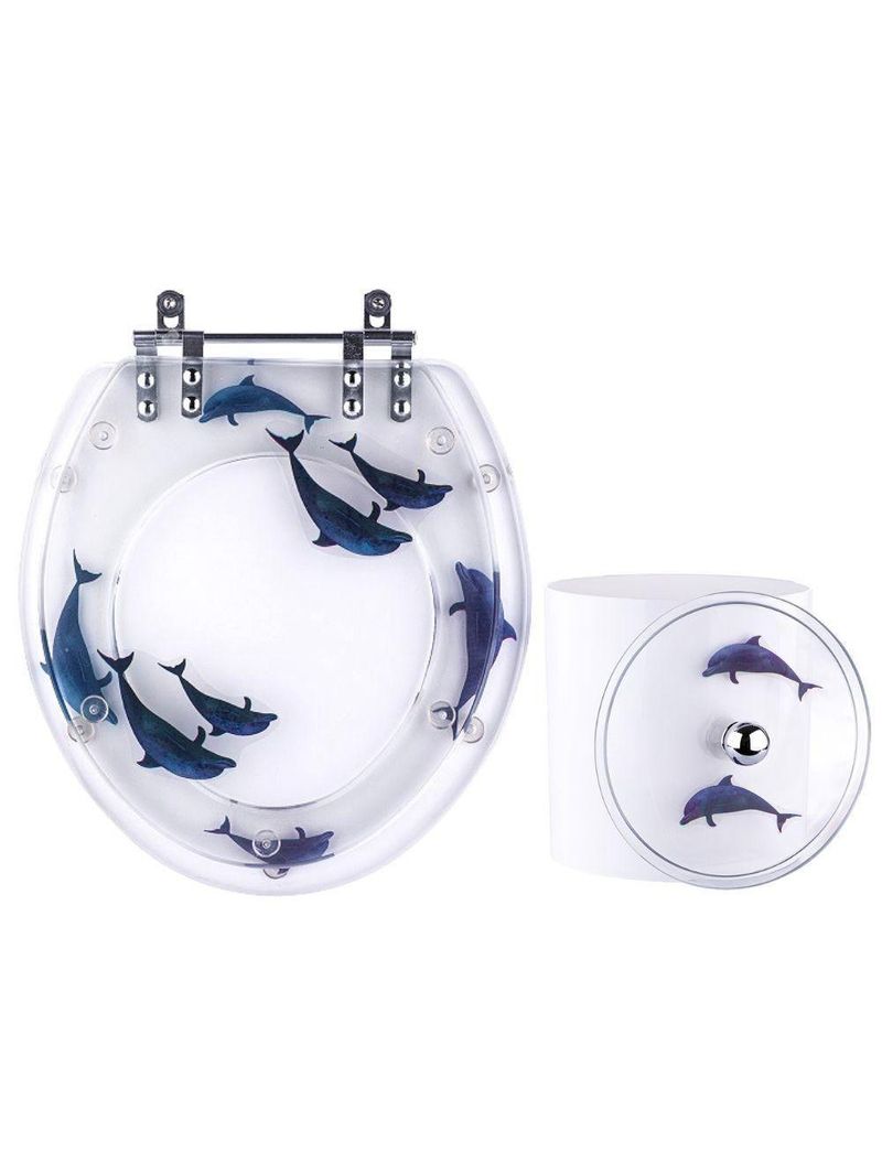 Tampa De Vaso E Lixeira Decorada Golfinhos Do Mar