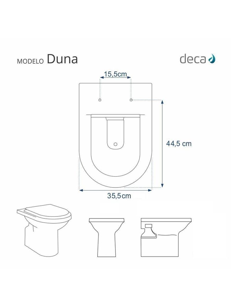 Assento Sanitario Poliester Duna Branco Para Vaso Deca