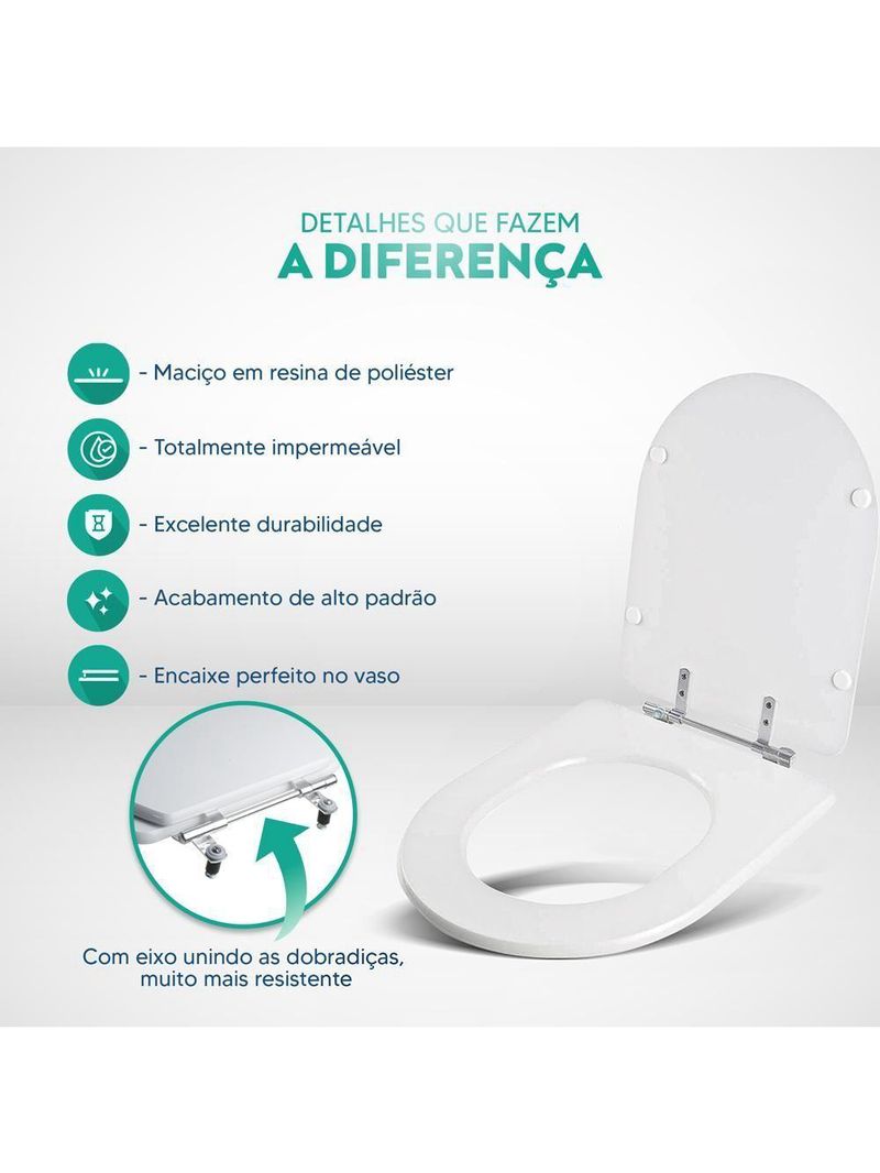 Assento Sanitario Poliester Duna Branco Para Vaso Deca