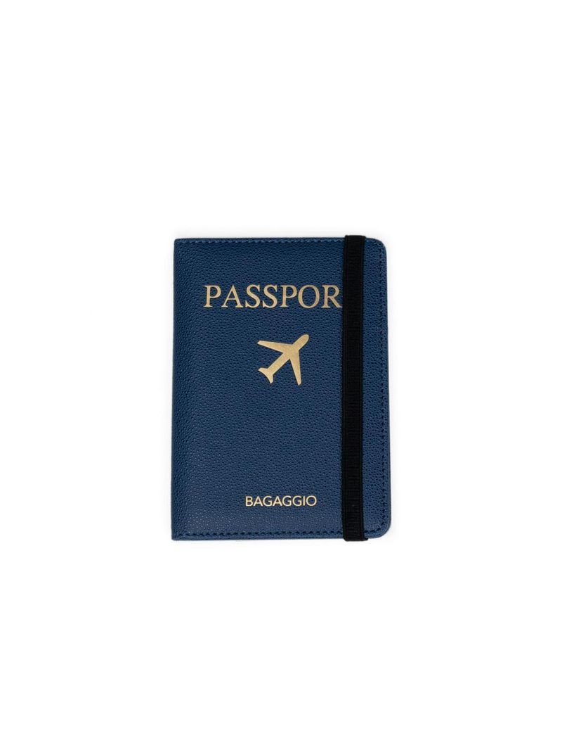 Kit etiqueta e porta passaporte travel azul escuro