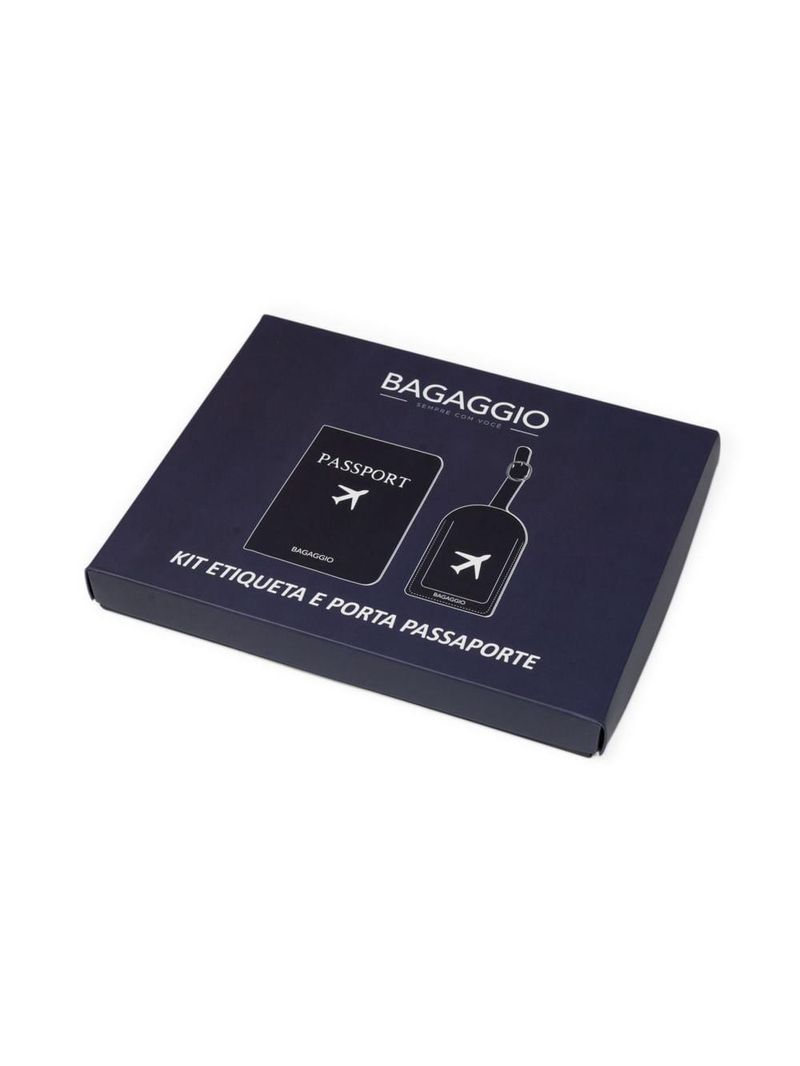 Kit etiqueta e porta passaporte travel azul escuro