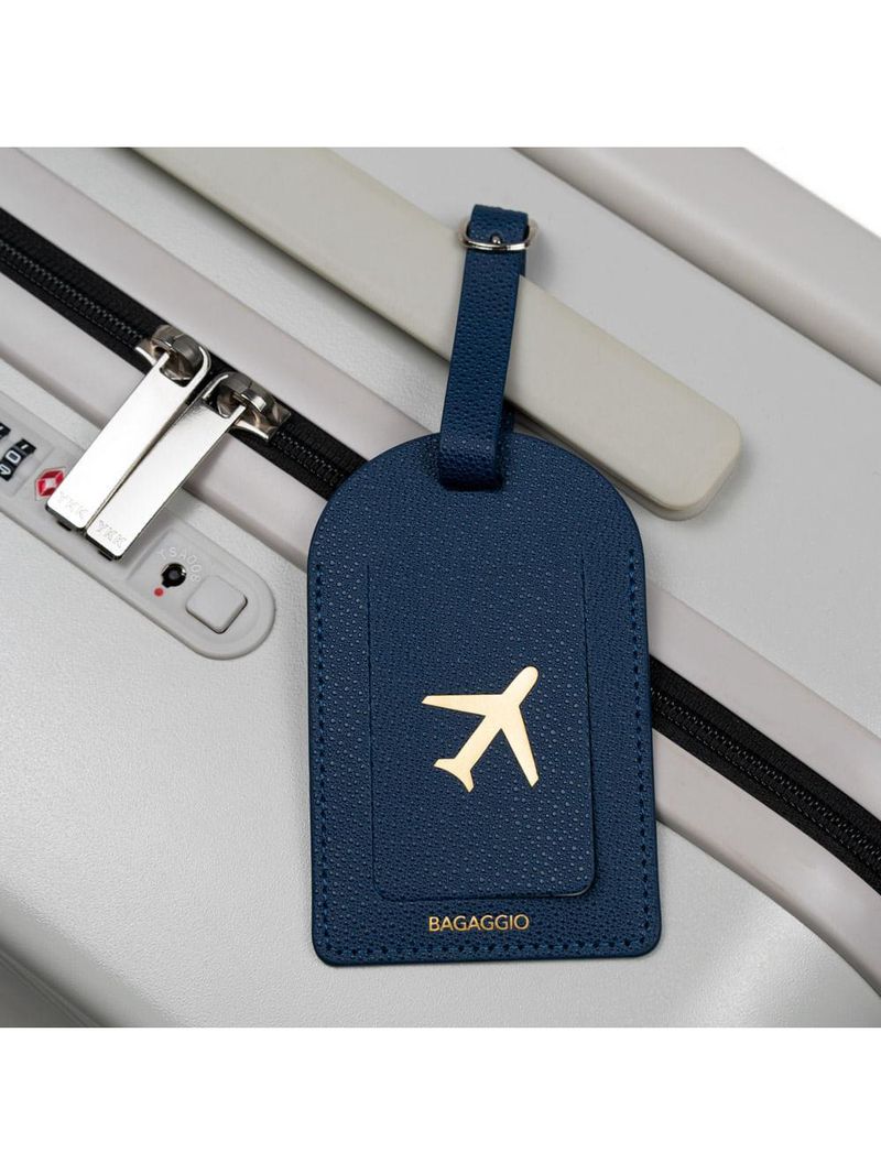 Kit etiqueta e porta passaporte travel azul escuro