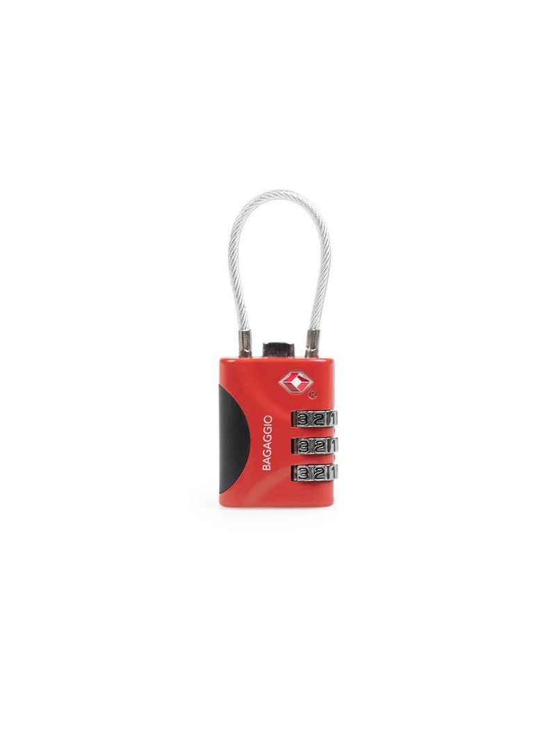 Cadeado tsa com cabo de aço vermelho