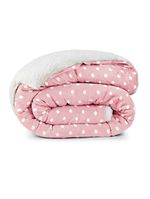Coberdrom cobertor meggy poá solteiro sherpa manta flannel bolinhas - rosa