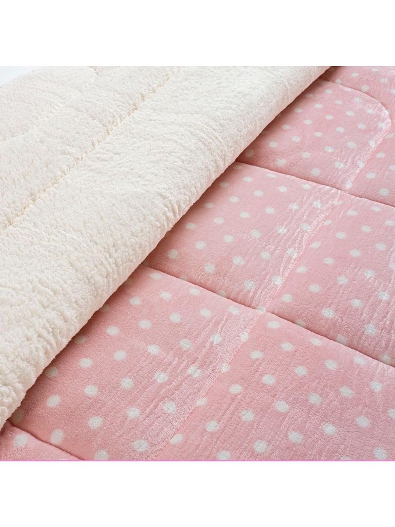 Coberdrom cobertor meggy poá solteiro sherpa manta flannel bolinhas - rosa