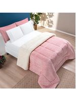 Coberdrom cobertor meggy poá solteiro sherpa manta flannel bolinhas - rosa