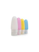 Kit com 4 frascos de silicone para viagem colorido
