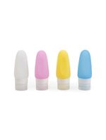 Kit com 4 frascos de silicone para viagem colorido