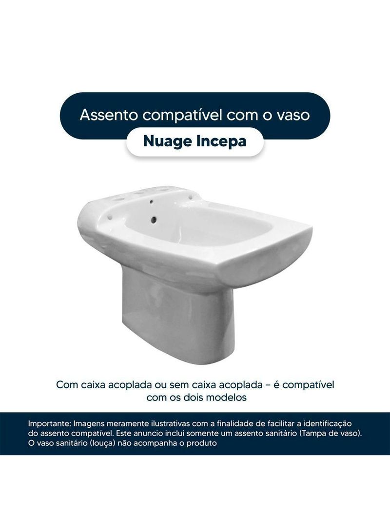Tampa De Vaso Nuage Branco Para Bacia Incepa