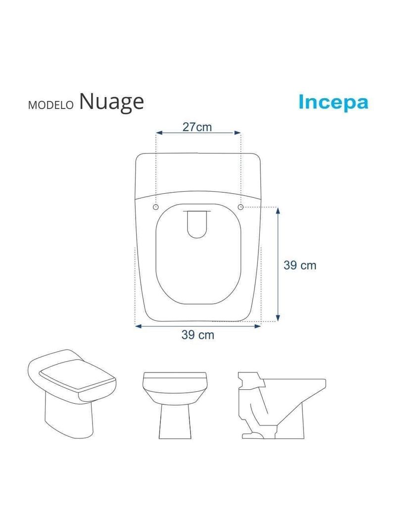 Tampa De Vaso Nuage Branco Para Bacia Incepa