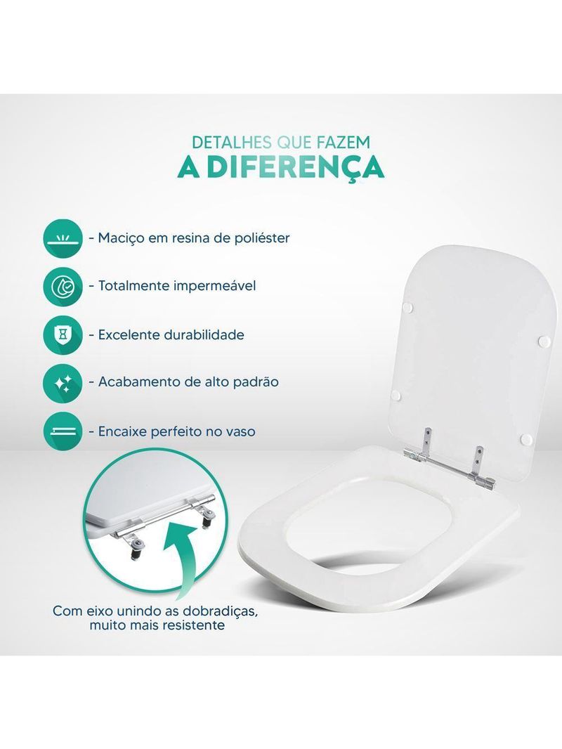 Assento Sanitário Poliester Dama-n Branco Para Louça Roca