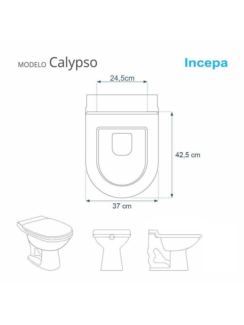 Tampa De Vaso Poliester Calypso Cinza Claro Para Bacia Incepa 6lpf