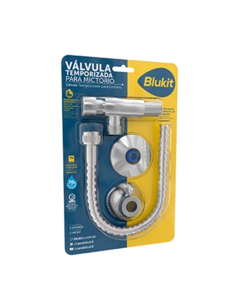 Válvula Para Mictório Temporizada Com Canopla E Flexível Blukit 190904-21