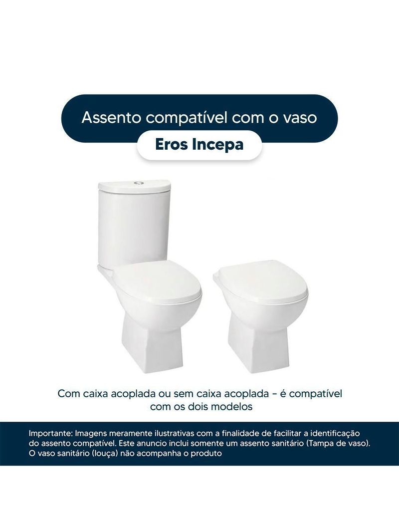 Tampa De Vaso Poliester Eros Branco Para Bacia Incepa