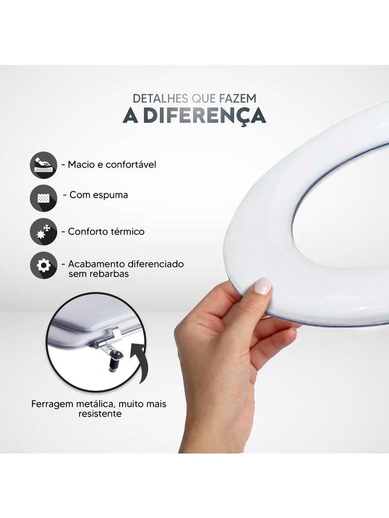 Assento Sanitário Almofadado Zip Branco Para Vaso Incepa