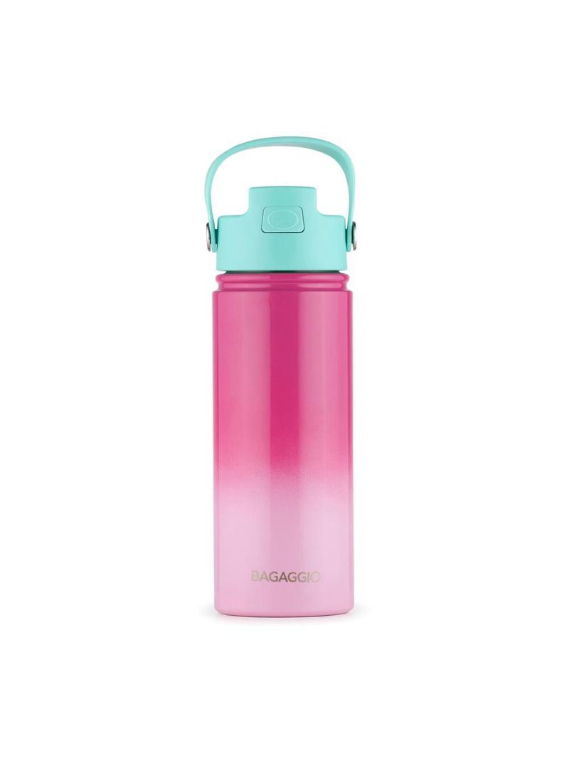 Garrafa térmica kids com canudo rosa 500ml