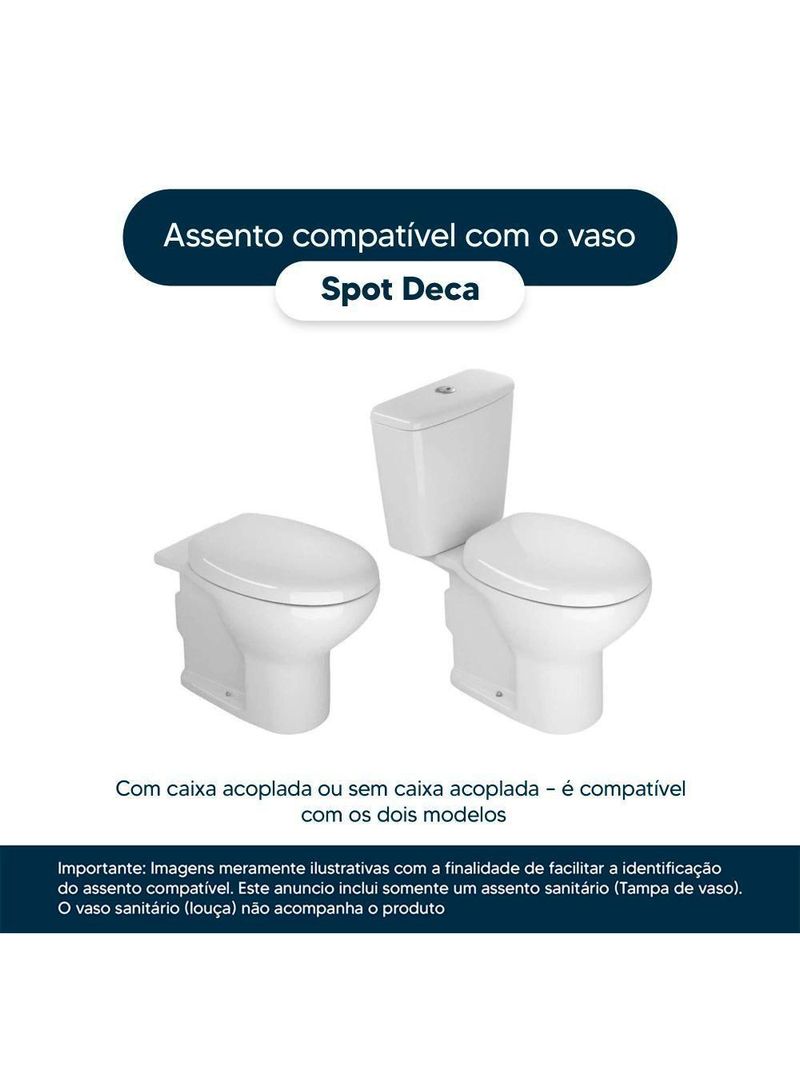 Assento Sanitário Poliester Soft Close Spot Para Vaso Deca