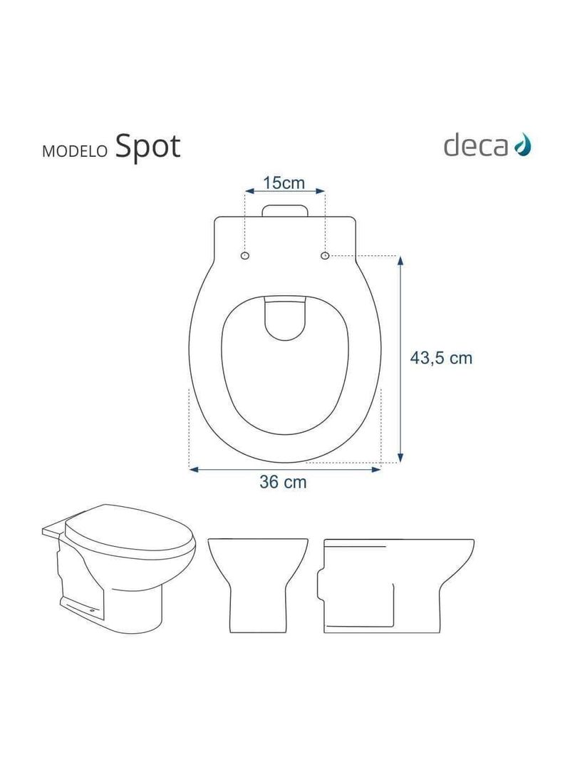 Assento Sanitário Poliester Soft Close Spot Para Vaso Deca