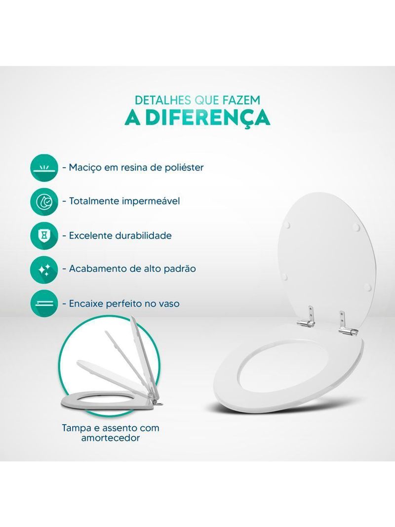 Assento Sanitário Poliester Soft Close Spot Para Vaso Deca