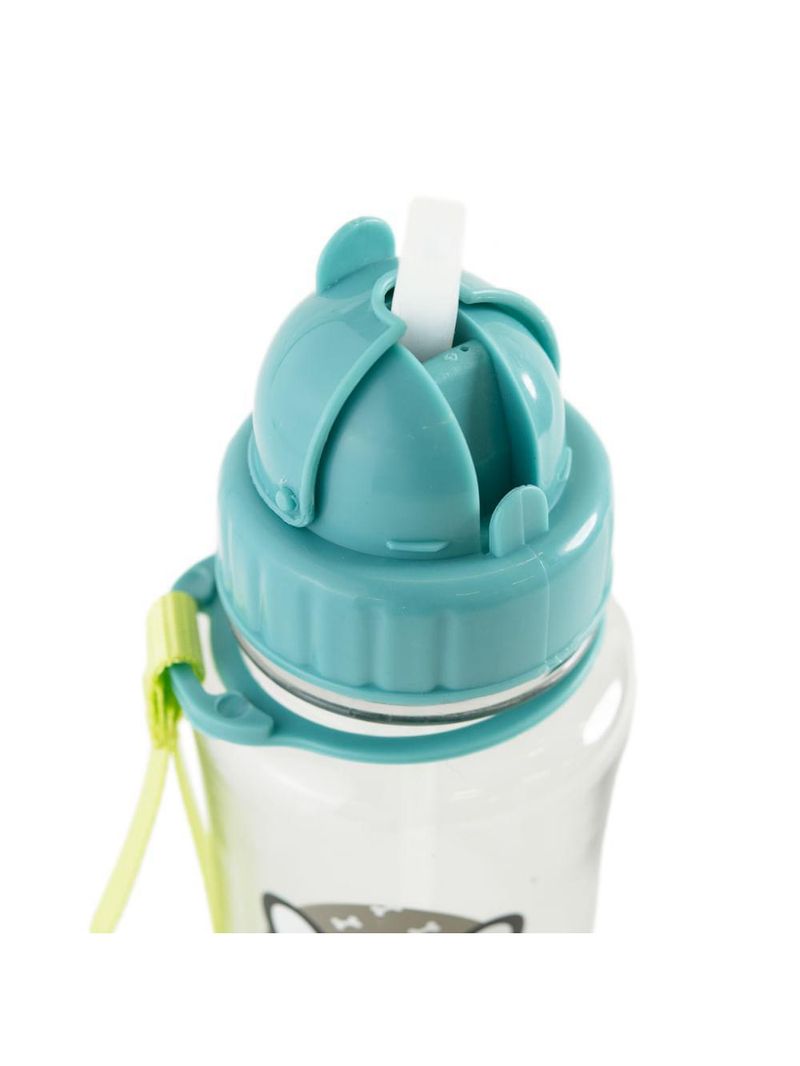 Garrafa escolar 350ml pug com canudo azul