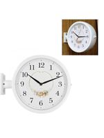 Relogio De Parede Dupla Face Vintage Estaçao De Trem Decorativo Retro Branco Luxo