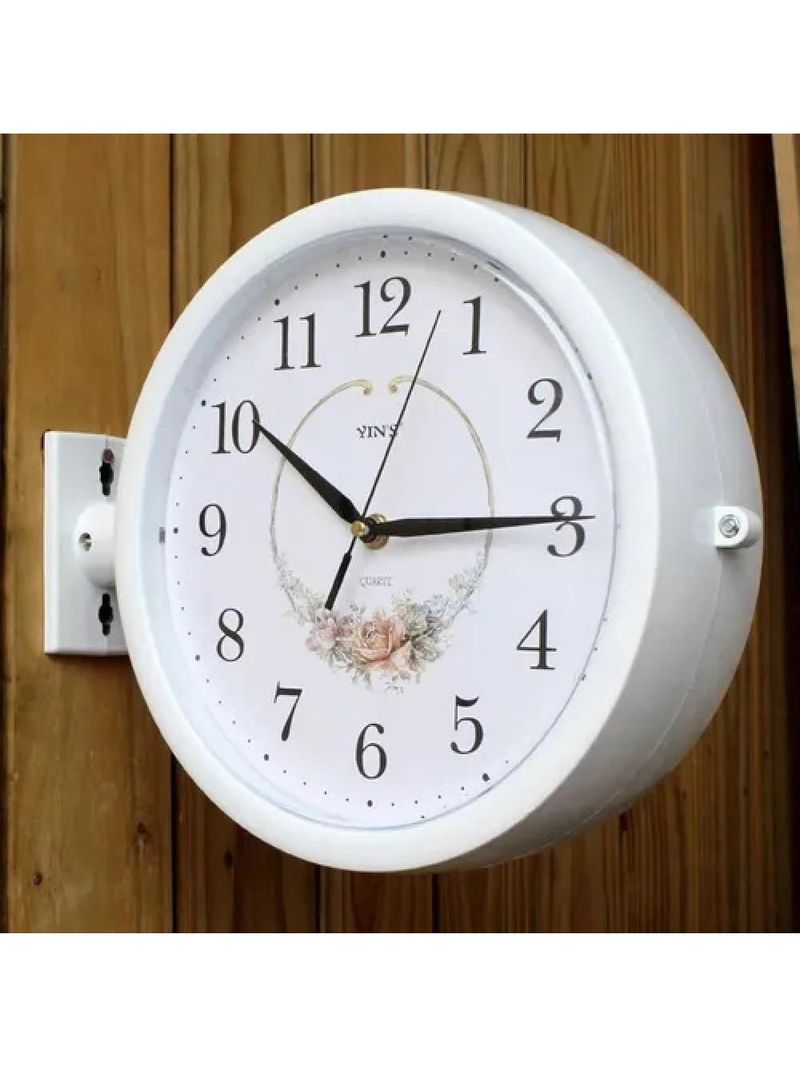 Relogio De Parede Dupla Face Vintage Estaçao De Trem Decorativo Retro Branco Luxo
