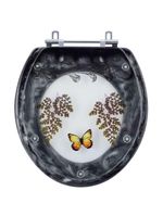 Assento Sanitario Poliester Decorado Borboleta Parati Preto Para Vaso Logasa