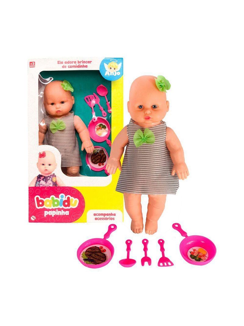Boneca Babidu Papinha Com Acessórios De Cozinha