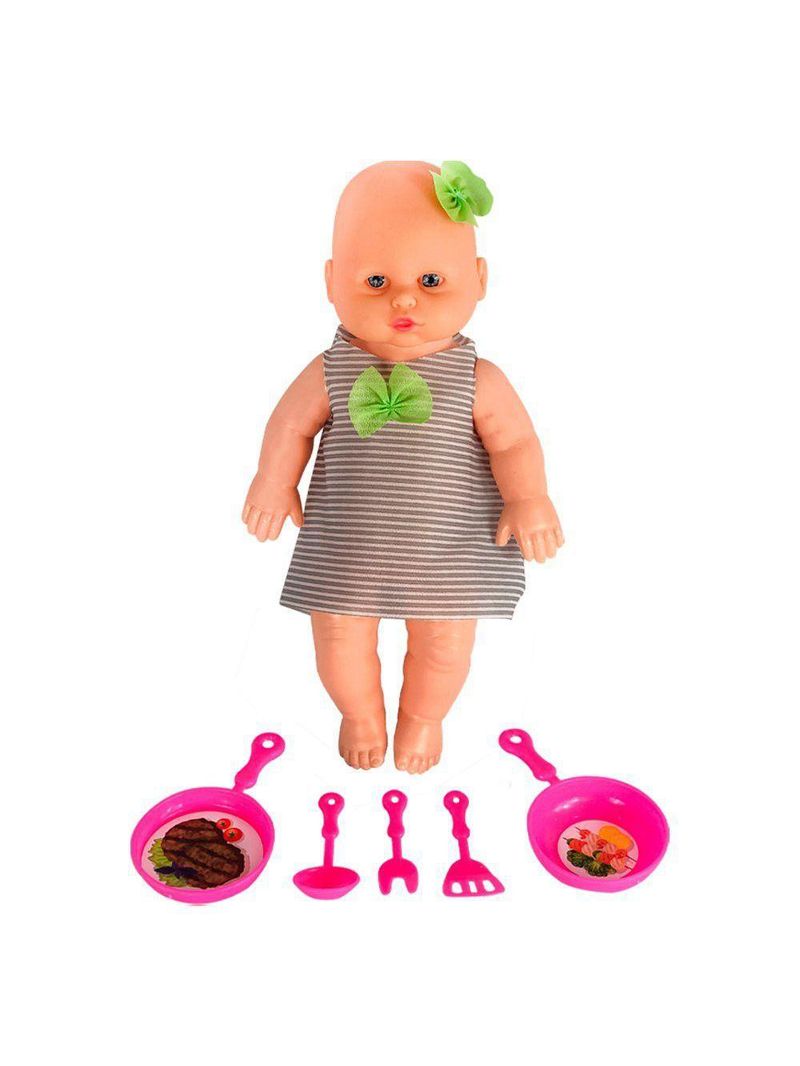 Boneca Babidu Papinha Com Acessórios De Cozinha