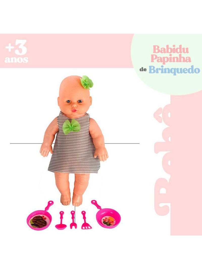 Boneca Babidu Papinha Com Acessórios De Cozinha
