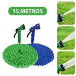Mangueira Jardim Expansível 15 Metros Resistente Jatos D água - Azul