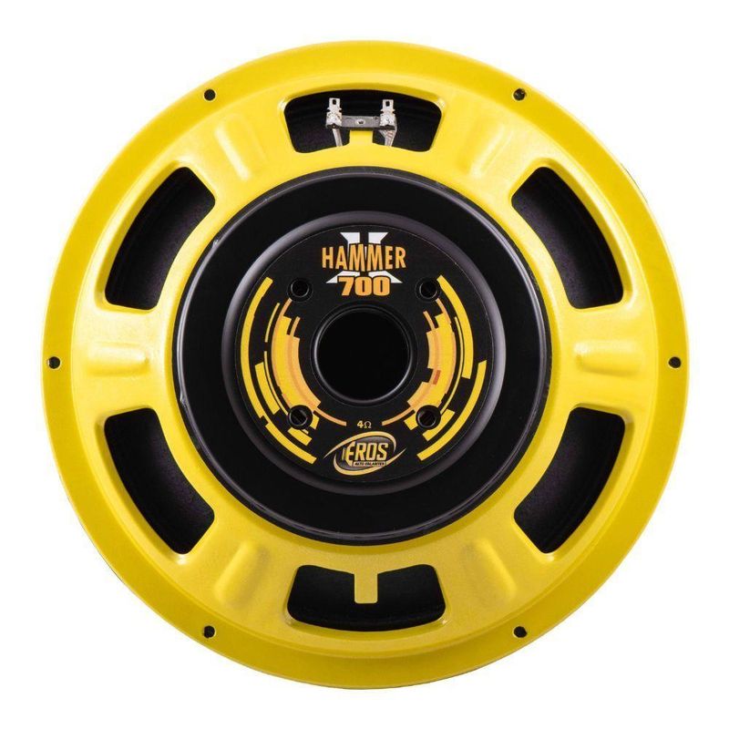 Alto Falante Automotivo E12 Hammer 12" 700W RMS 4R Amarelo para Sistemas de Som Eros