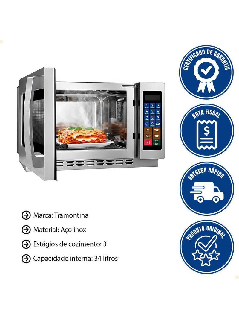 Micro-ondas Industrial Saro Em Aço Inox 34l Digital 220V 1000w Mc22
