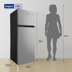 Geladeira Refrigerador HQ 230 Litros Duplex Defrost, Baixo Consumo A+++ Cinza HQ-230RDFS 110V