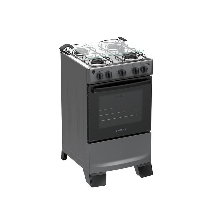 Fogão 4 Bocas Atlas Mônaco Plus Mesa Inox Bivolt Titanium