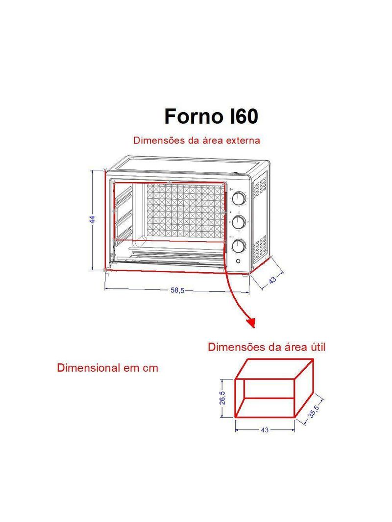 Forno Elétrico De Bancada 60Litros Fogatti Black I60Preto 220V