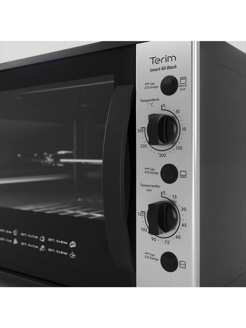 Forno Terim Elétrico Bancada Smart60 Black Com Espeto 60l Preto 220V