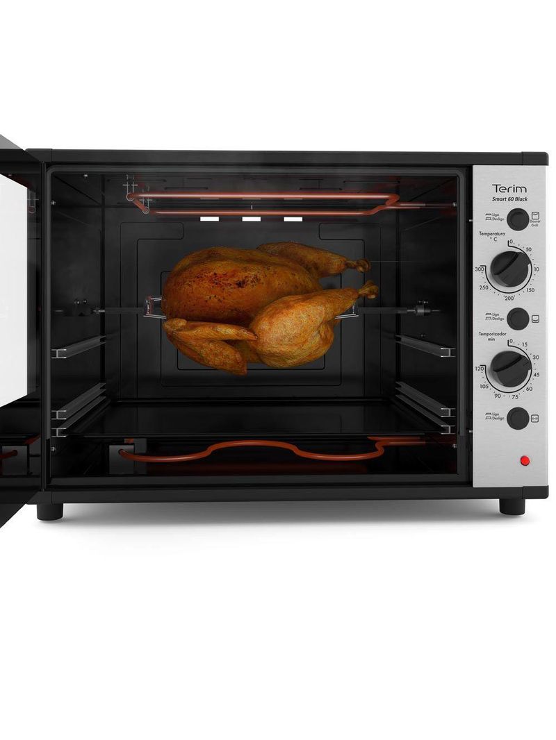 Forno Terim Elétrico Bancada Smart60 Black Com Espeto 60l Preto 220V
