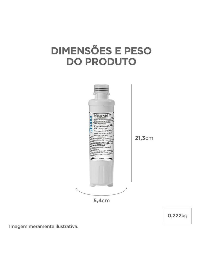 Filtro De Água Para Refrigerador Midea MIWFT2100