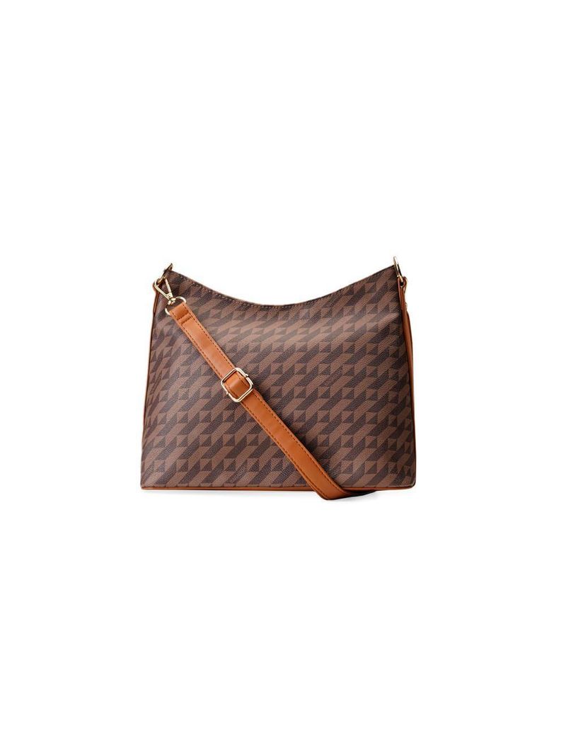 Bolsa transversal feminina média hobo monograma bg marrom
