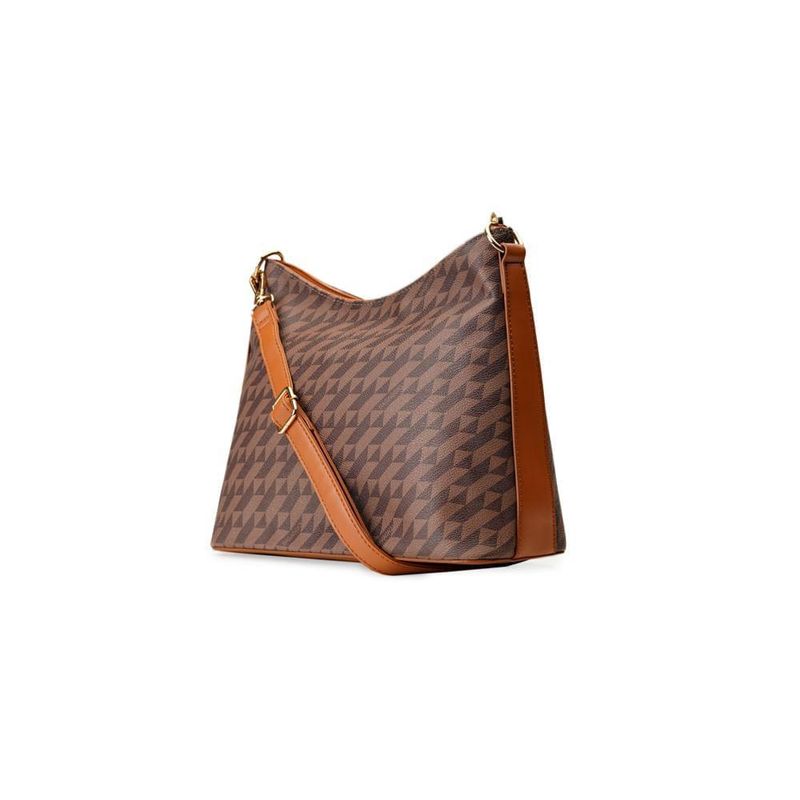 Bolsa transversal feminina média hobo monograma bg marrom