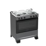 Fogão 5 Bocas Atlas Mônaco Plus Mesa De Inox Bivolt Titanium