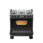 Fogão 5 Bocas Atlas Mônaco Plus Mesa De Inox Bivolt Titanium