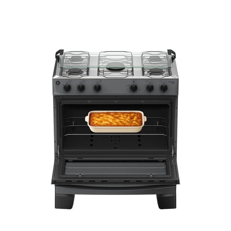 Fogão 5 Bocas Atlas Mônaco Plus Mesa De Inox Bivolt Titanium