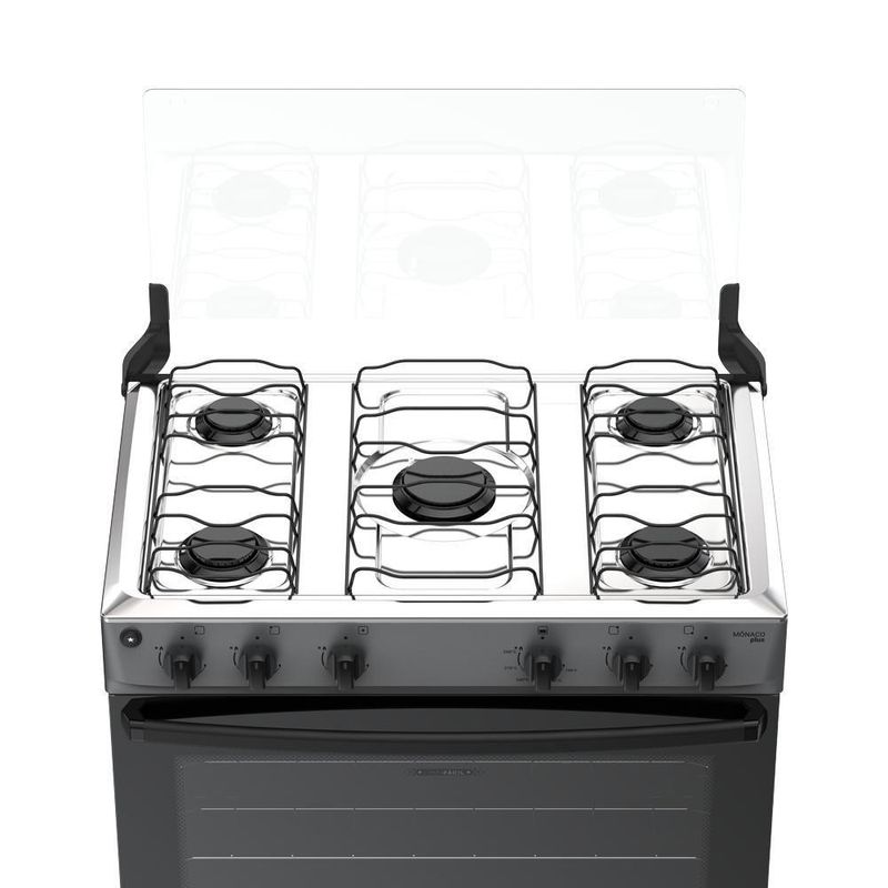 Fogão 5 Bocas Atlas Mônaco Plus Mesa De Inox Bivolt Titanium